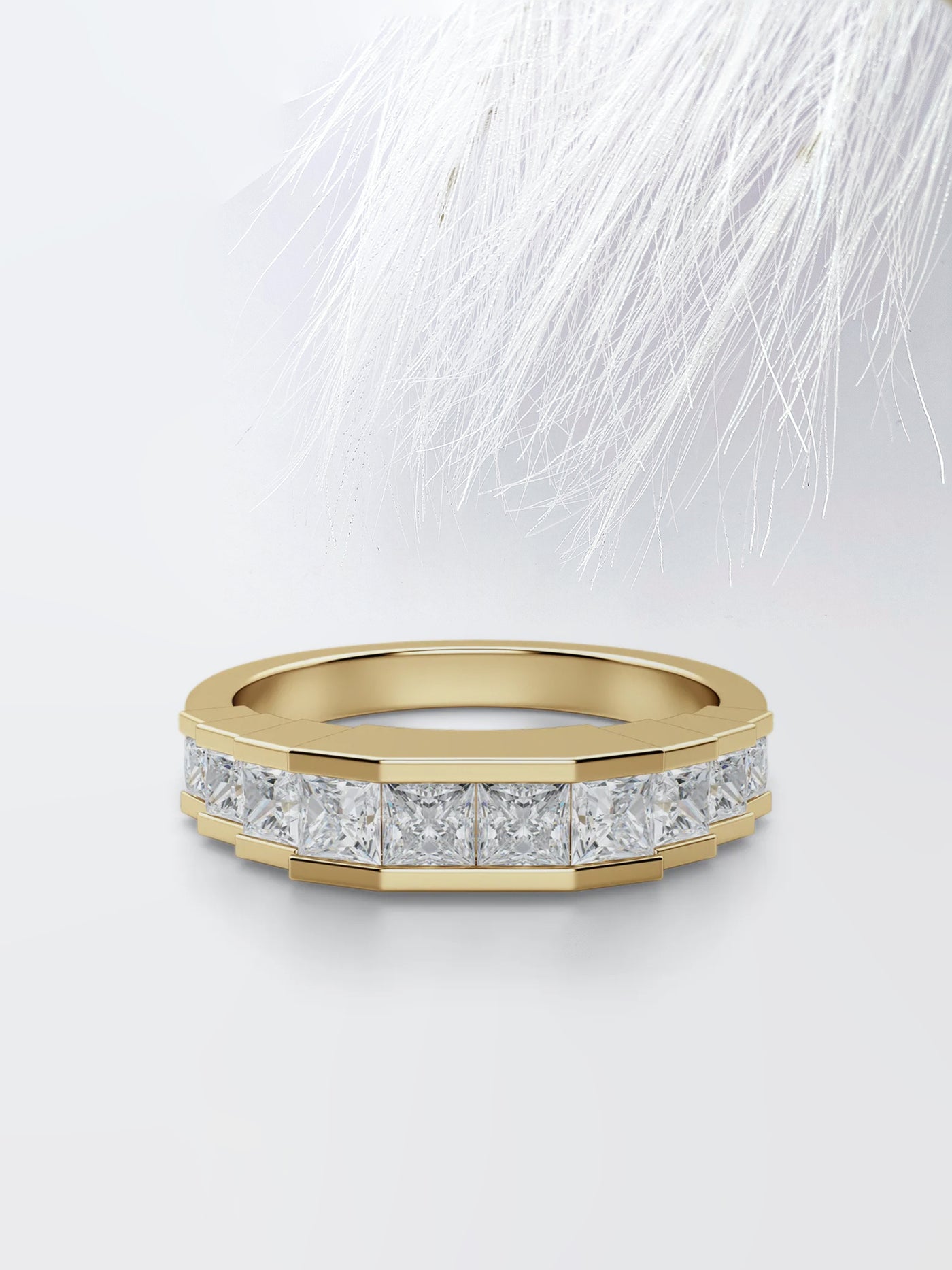 Princess Cut Channel Diamond Wedding Band For Her