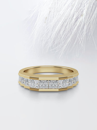 Princess Cut Channel Diamond Wedding Band For Her