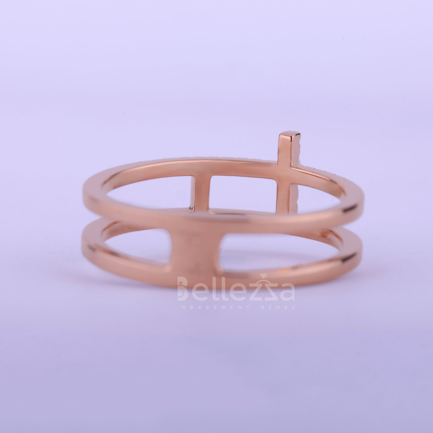 Round Cut Diamond T Shape Moissanite Wedding Band