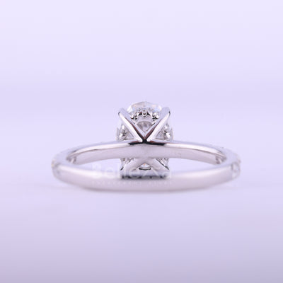 1.0CT Oval Cut Pave Setting Moissanite Engagement Ring