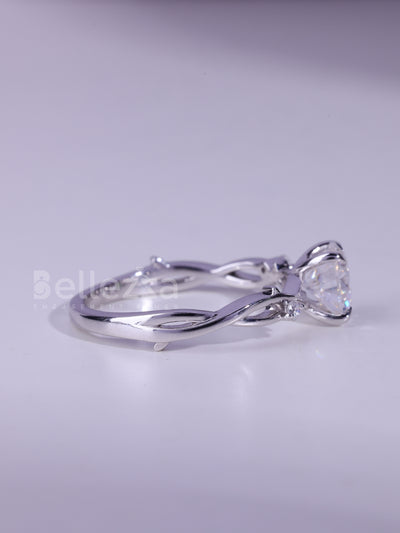 1.0CT Round Cut Diamond Nature Inspired Moissanite Engagement Ring