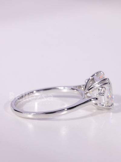 2.0CT-4.0CT Asscher Cut Three Stone Moissanite Engagement Ring