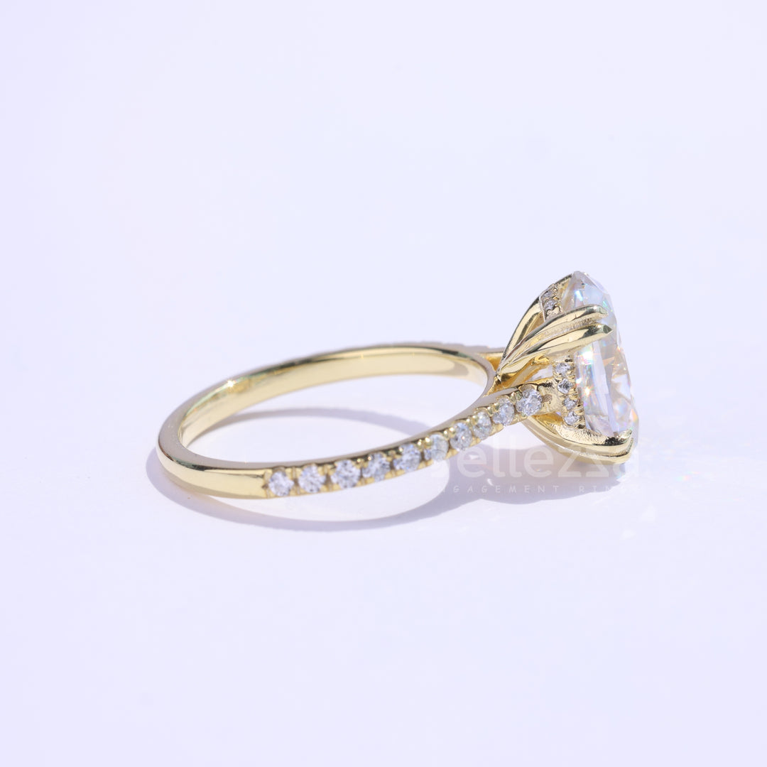 1.50CT Oval Cut Diamond Pave Setting Moissanite Engagement Ring