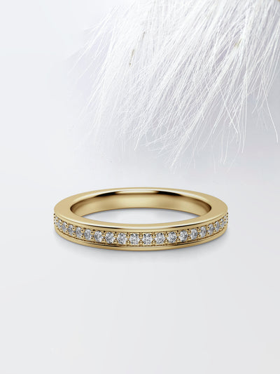 Round Cut Channel Diamond Wedding Band For Women