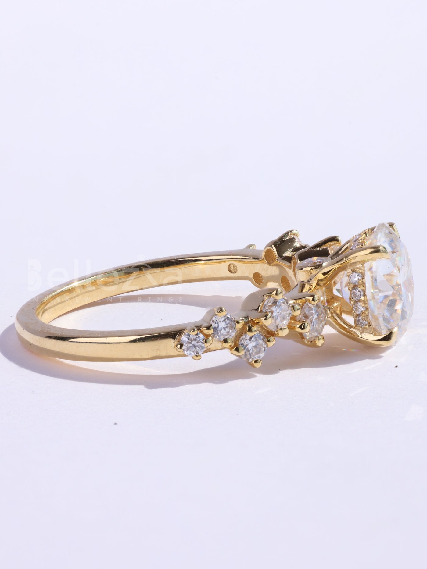 1.0CT Round Cut Cluster Diamond Moissanite Engagement Ring