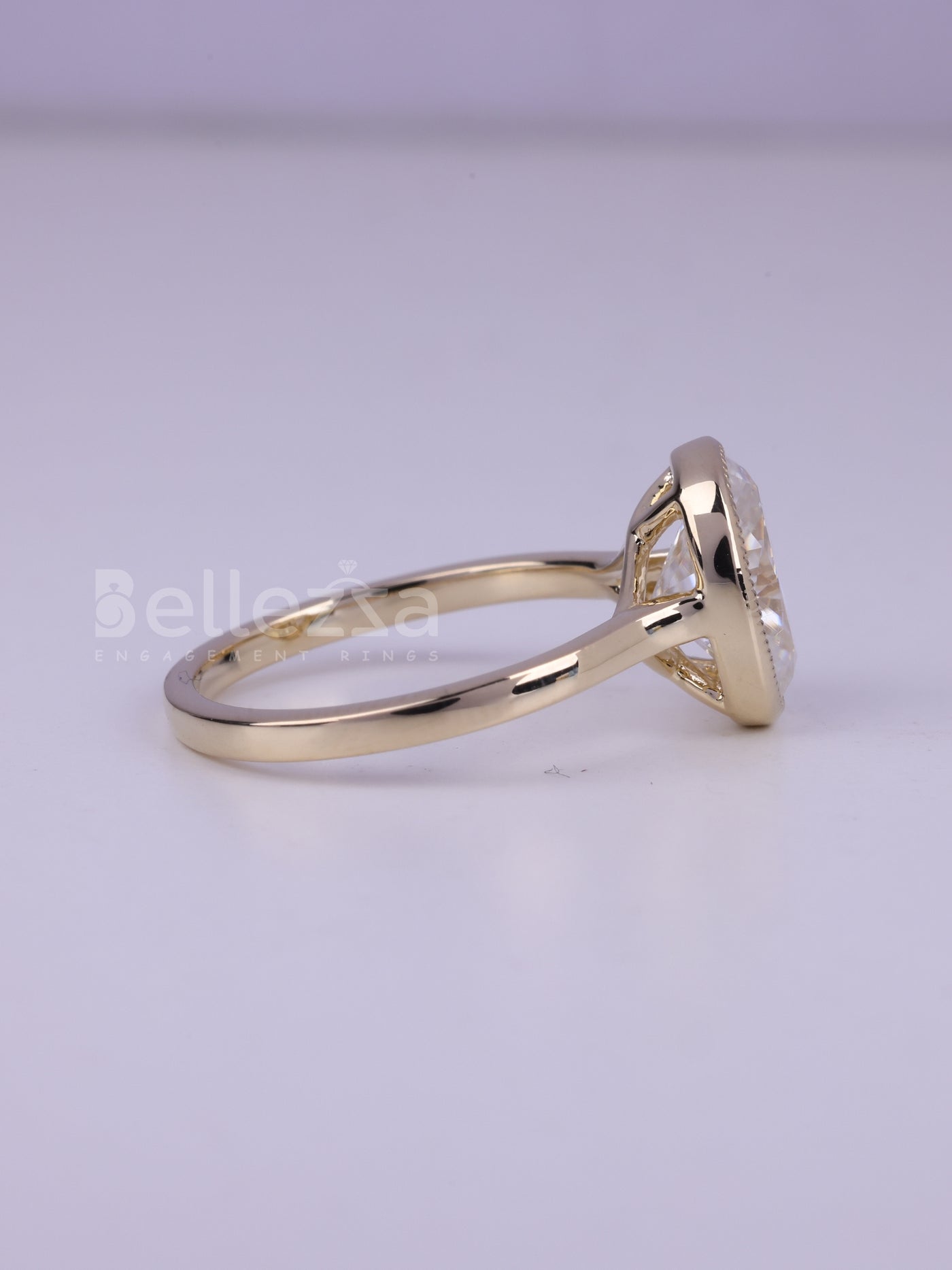 2.0CT Oval Cut Bezel Setting Moissanite Engagement Ring