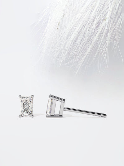 Radiant Cut Solitaire Moissanite Stud Diamond Earrings For Women