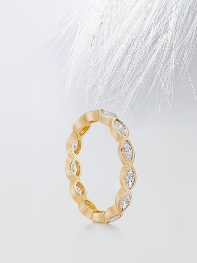 Marquise Cut Bezel Diamond Wedding Band For Women