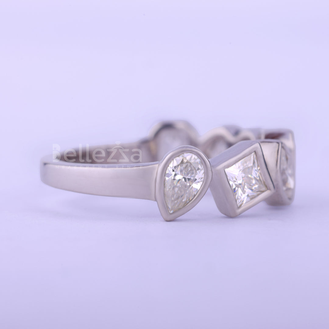 3.50CTW Multi Diamond Bezel Setting Moissanite Wedding Band