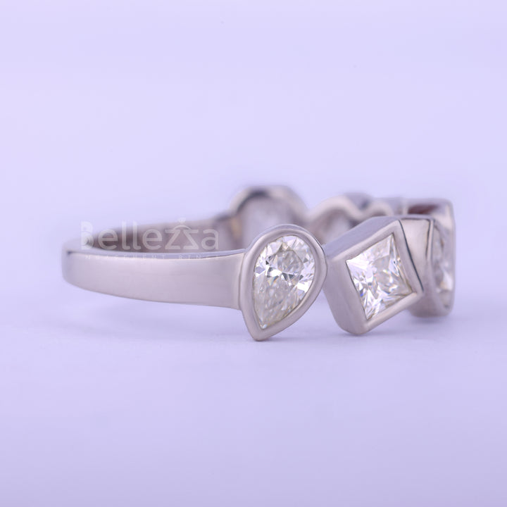 3.50CTW Multi Diamond Bezel Setting Moissanite Wedding Band