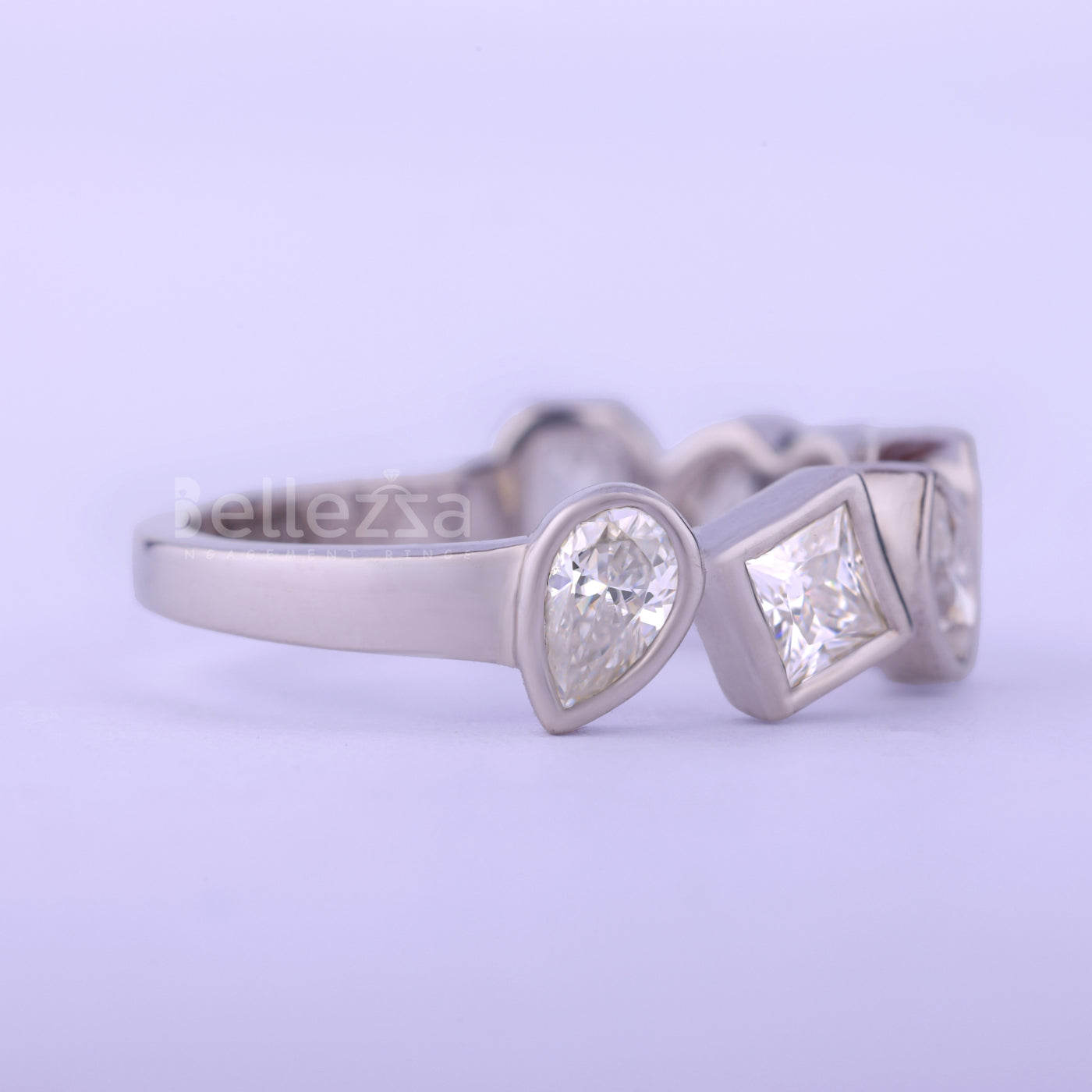 3.50CTW Multi Diamond Bezel Setting Moissanite Wedding Band