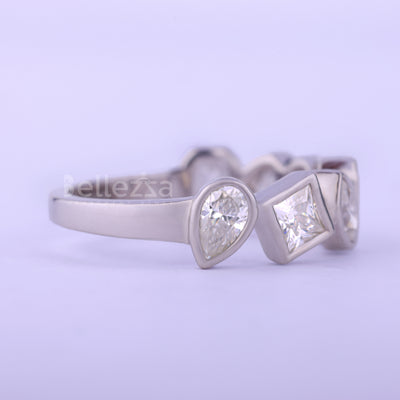 3.50CTW Multi Diamond Bezel Setting Moissanite Wedding Band