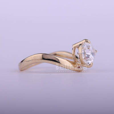 1.50CT East-West Pear Cut Curved Solitaire Engagement Ring