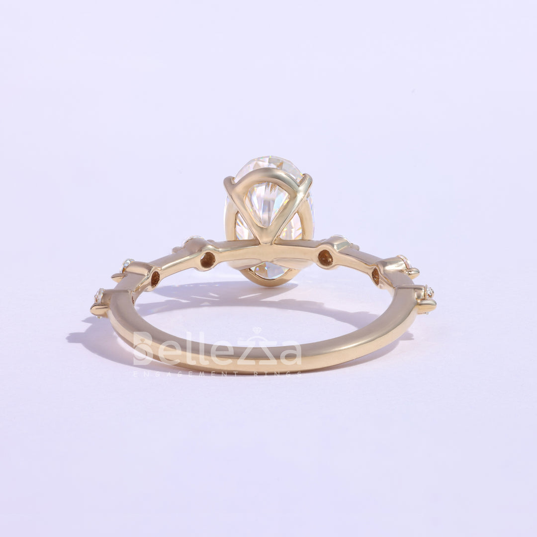 1.50CT Oval Cut Petite Pave Moissanite Engagement Ring - Ready To Ship