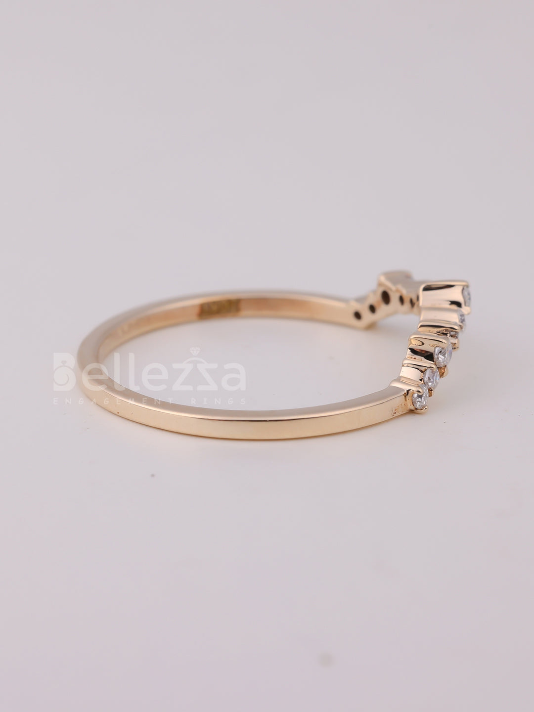 Round Cut Curved Moissanite Wedding Band For Her