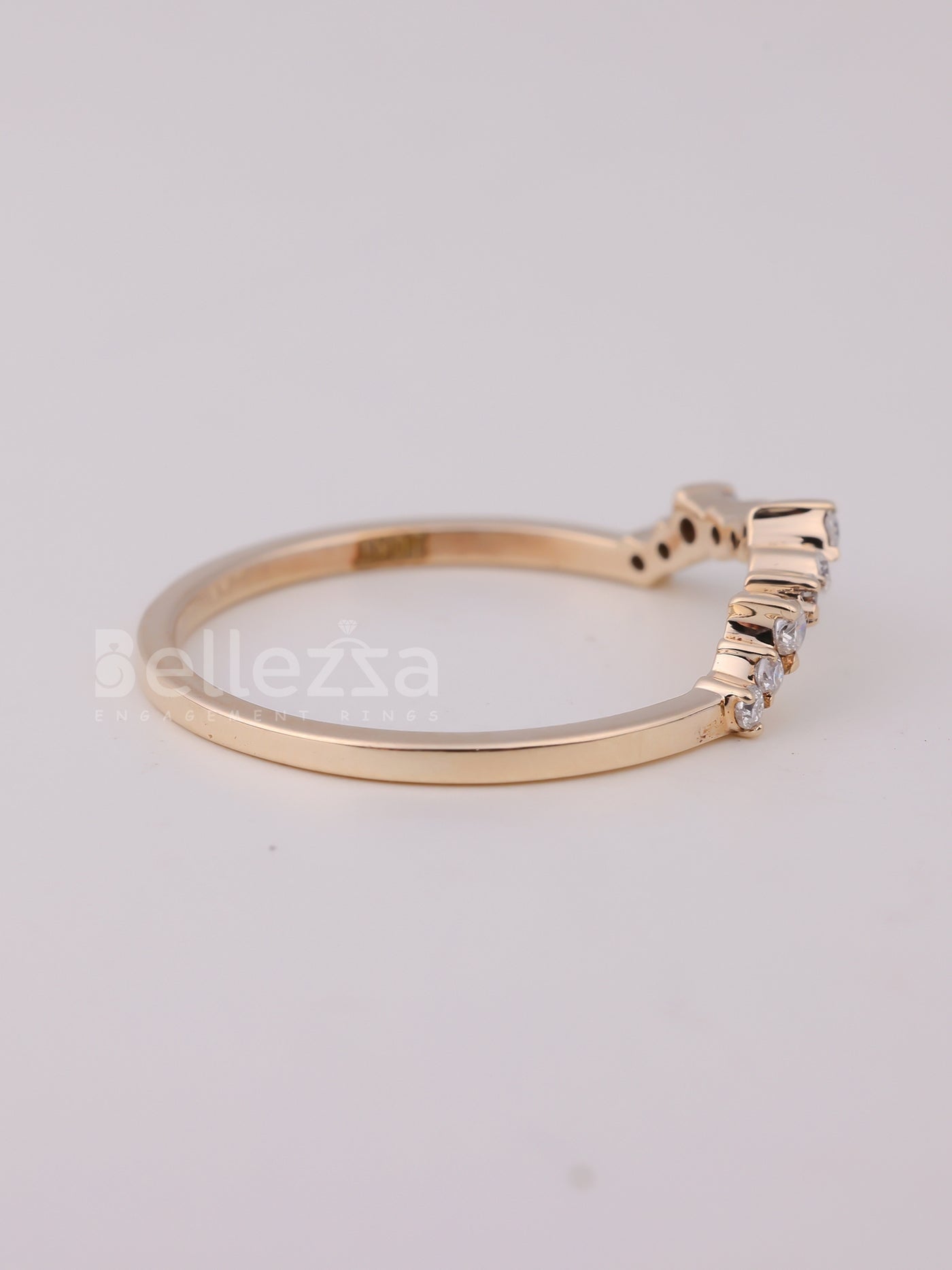 Round Cut Curved Moissanite Wedding Band For Her