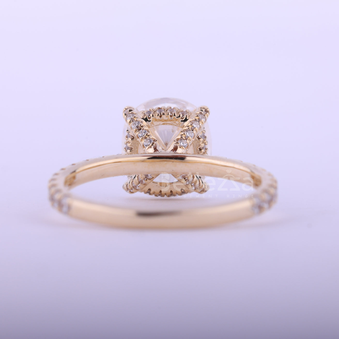 1.0CT Cushion Cut Pave Setting Moissanite Engagement Ring