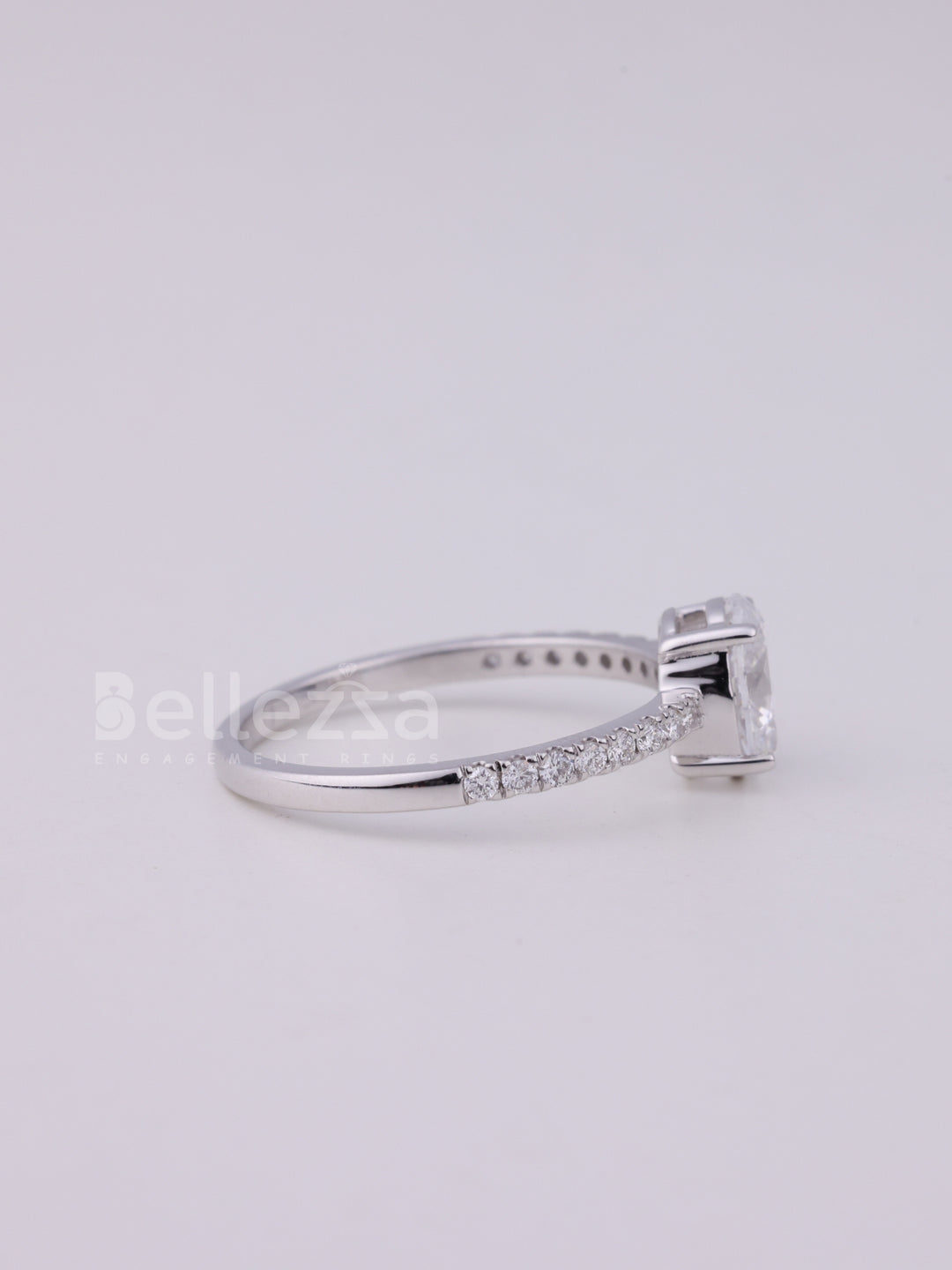 1.0CT Oval Cut Pave Setting Moissanite Engagement Ring