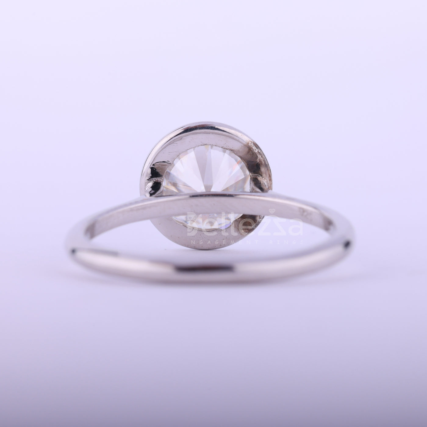 1.50CT Round Cut Bezel Setting Moissanite Engagement Ring