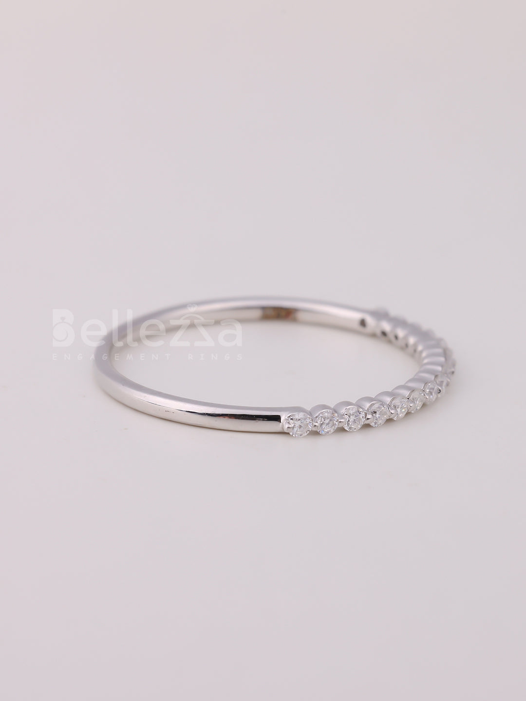Round Cut Diamond Half Eternity Wedding Band For Her