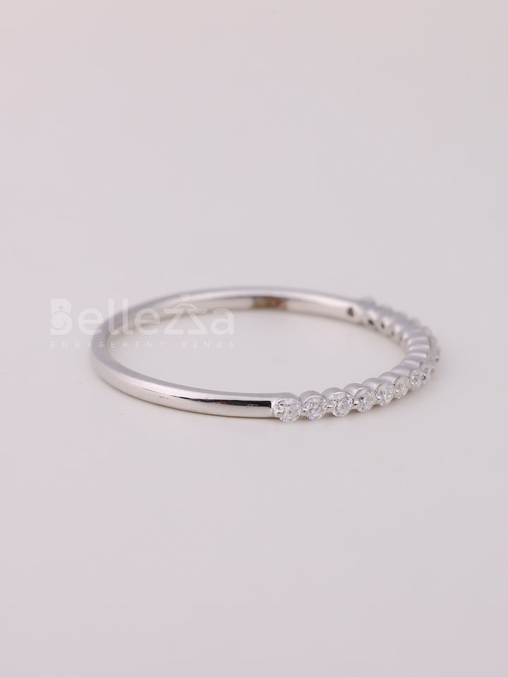 Round Cut Diamond Half Eternity Wedding Band For Her