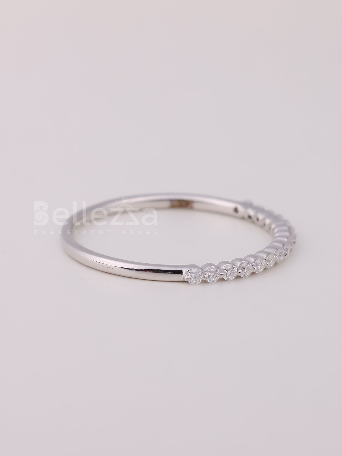 Round Cut Diamond Half Eternity Wedding Band For Her