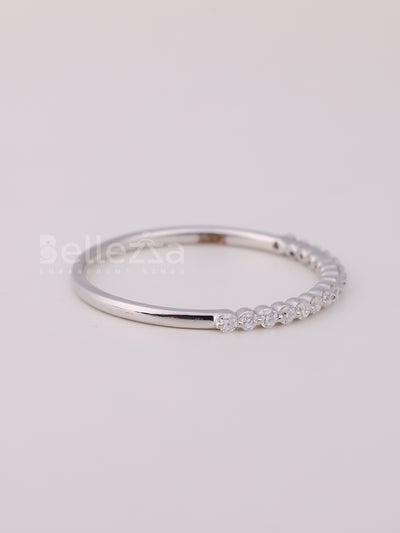 Round Cut Diamond Half Eternity Wedding Band For Her