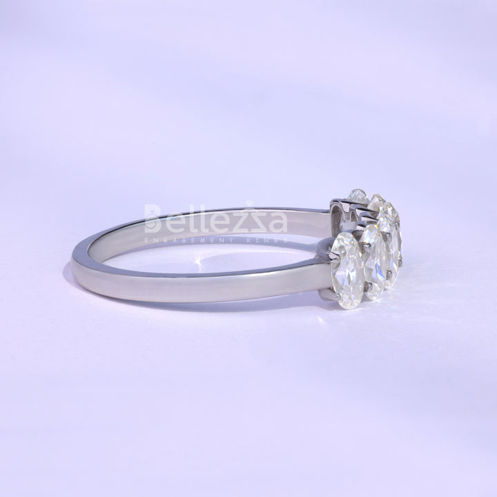 1.20TCW Oval Cut Six Diamond Moissanite Wedding Band - Ready To Ship