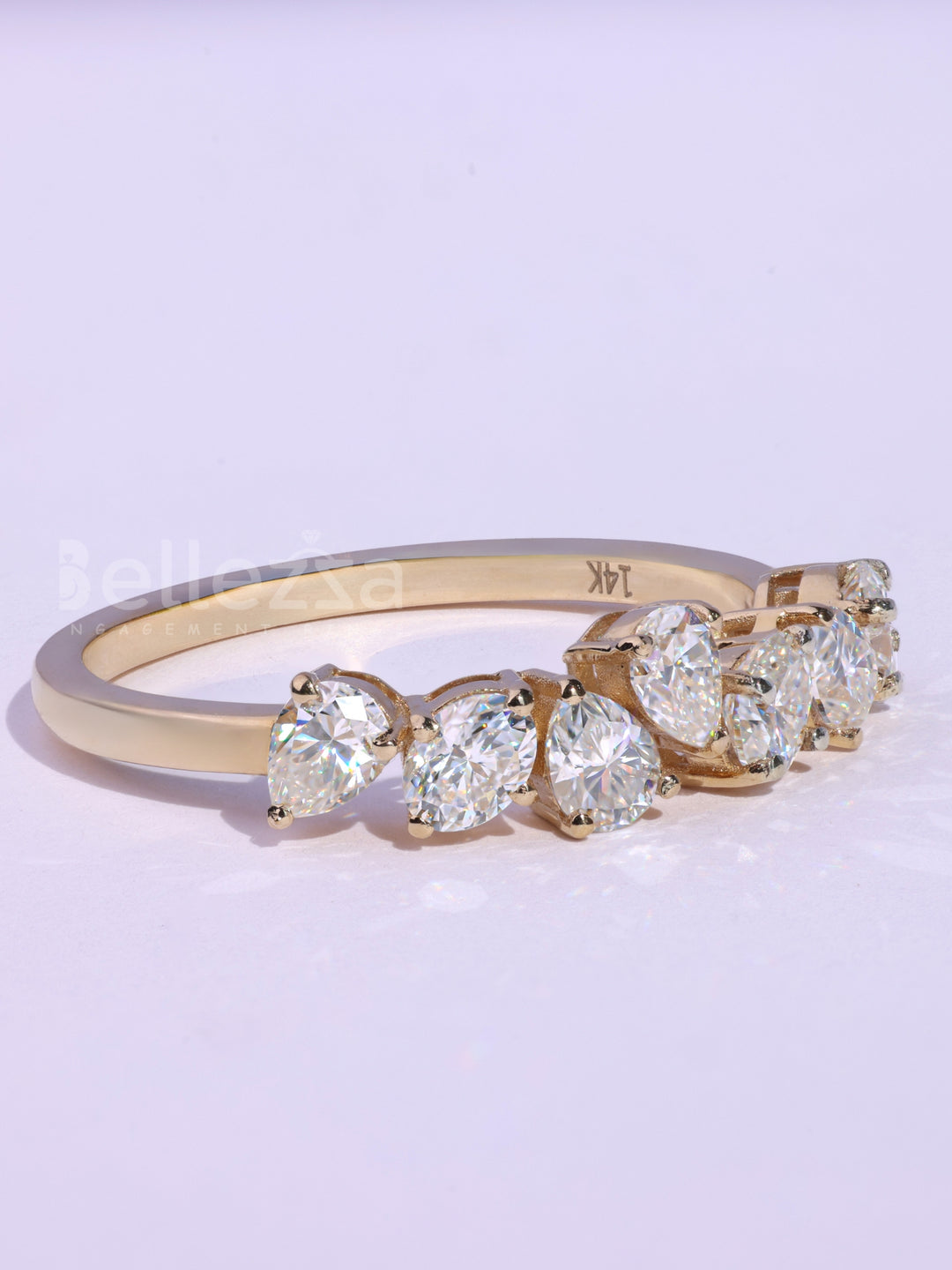 Oval & Pear Cut Cluster Diamond Moissanite Wedding Band