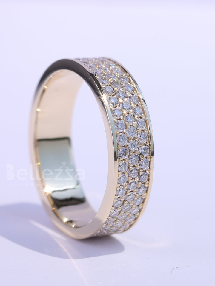 Round Cut Cluster Diamond Full Eternity Wedding Band