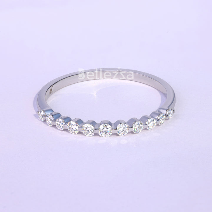 Round Diamond Bubble Pave Moissanite Wedding Band - Ready To Ship