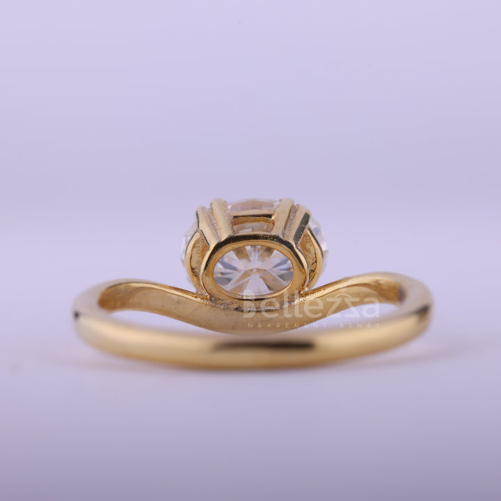 1.50CT East-West Oval Cut Curved Solitaire Engagement Ring