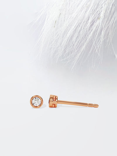 Round Cut Bezel Set Moissanite Stud Diamond Earrings in 14k Yellow Gold