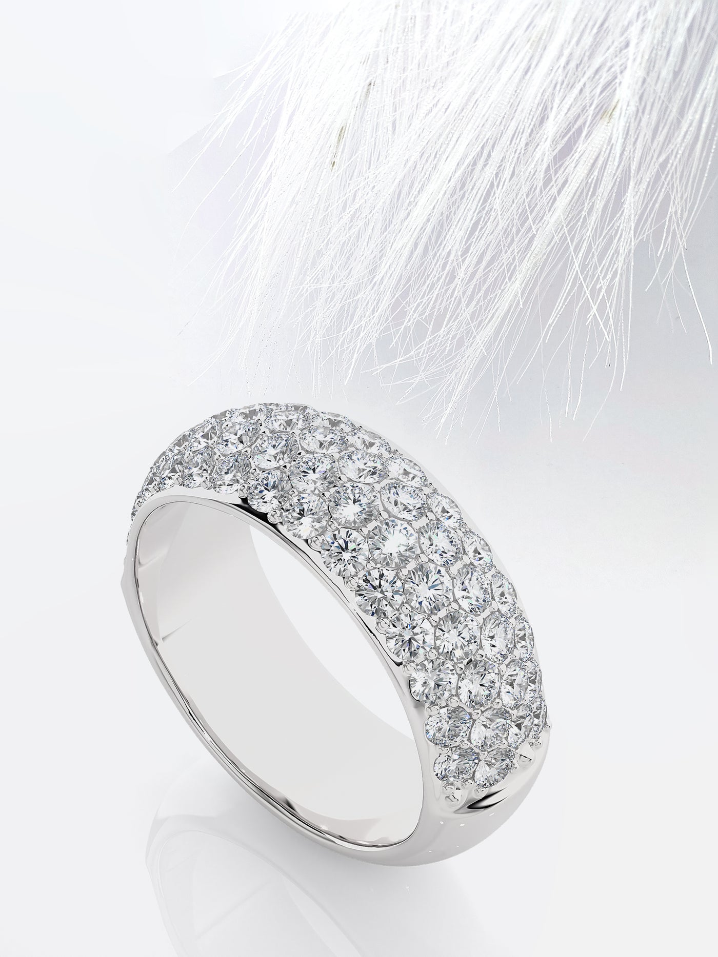 Round Cut Clustered Moissanite Men's Wedding Band In White Gold