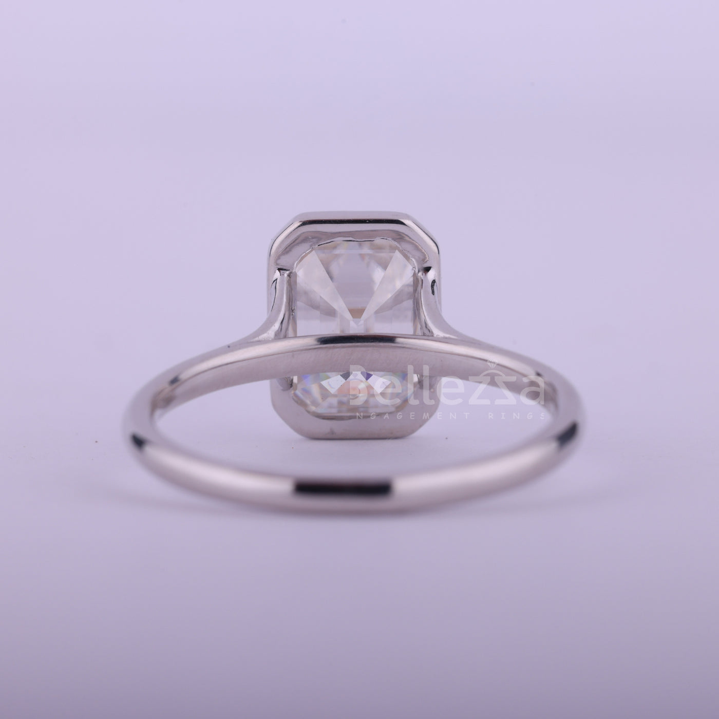 1.50CT Emerald Cut Bezel Setting Moissanite Engagement Ring