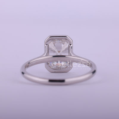 1.50CT Emerald Cut Bezel Setting Moissanite Engagement Ring