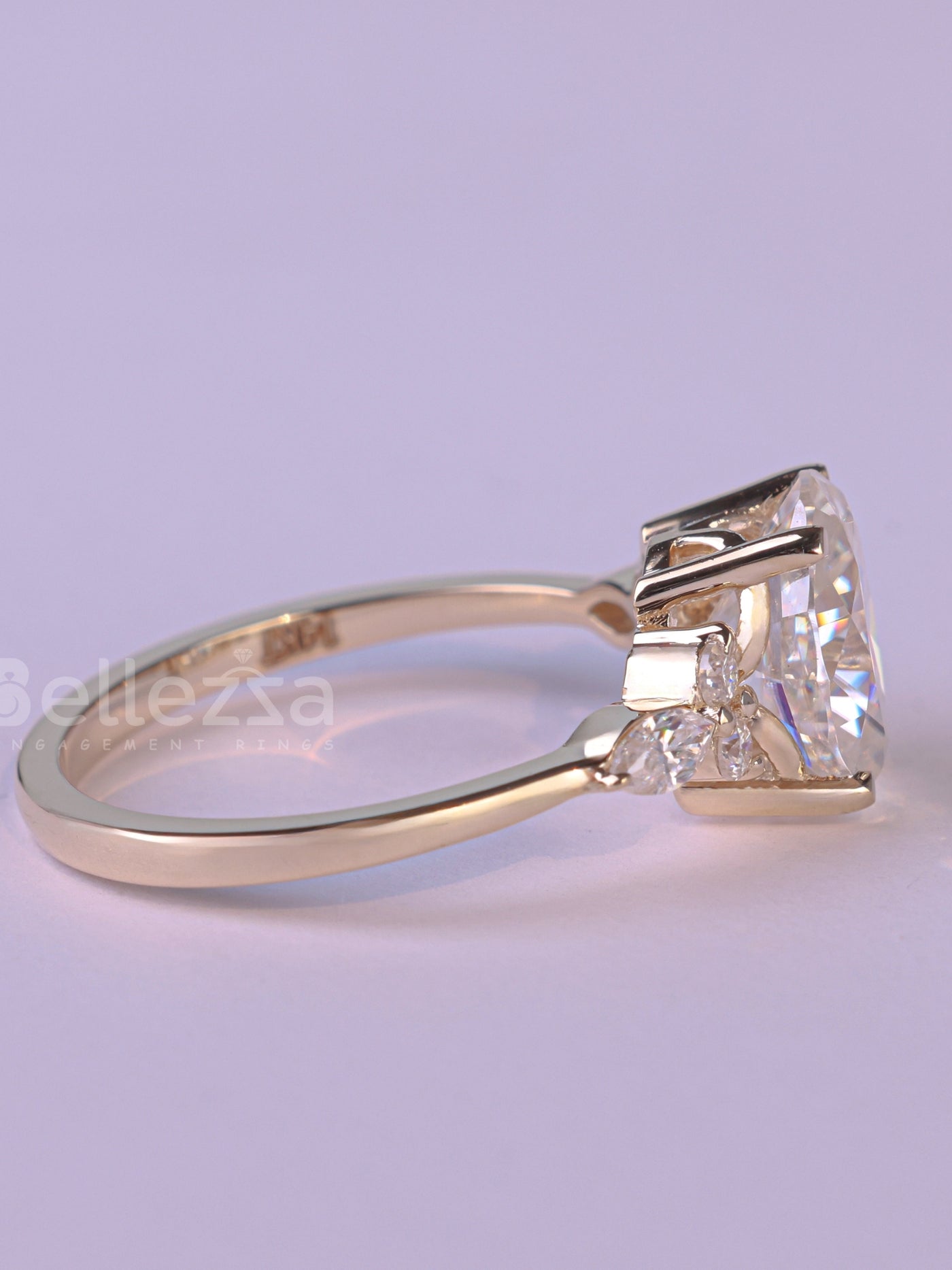 2.0CT Oval Cut Cluster Diamond Moissanite Engagement Ring