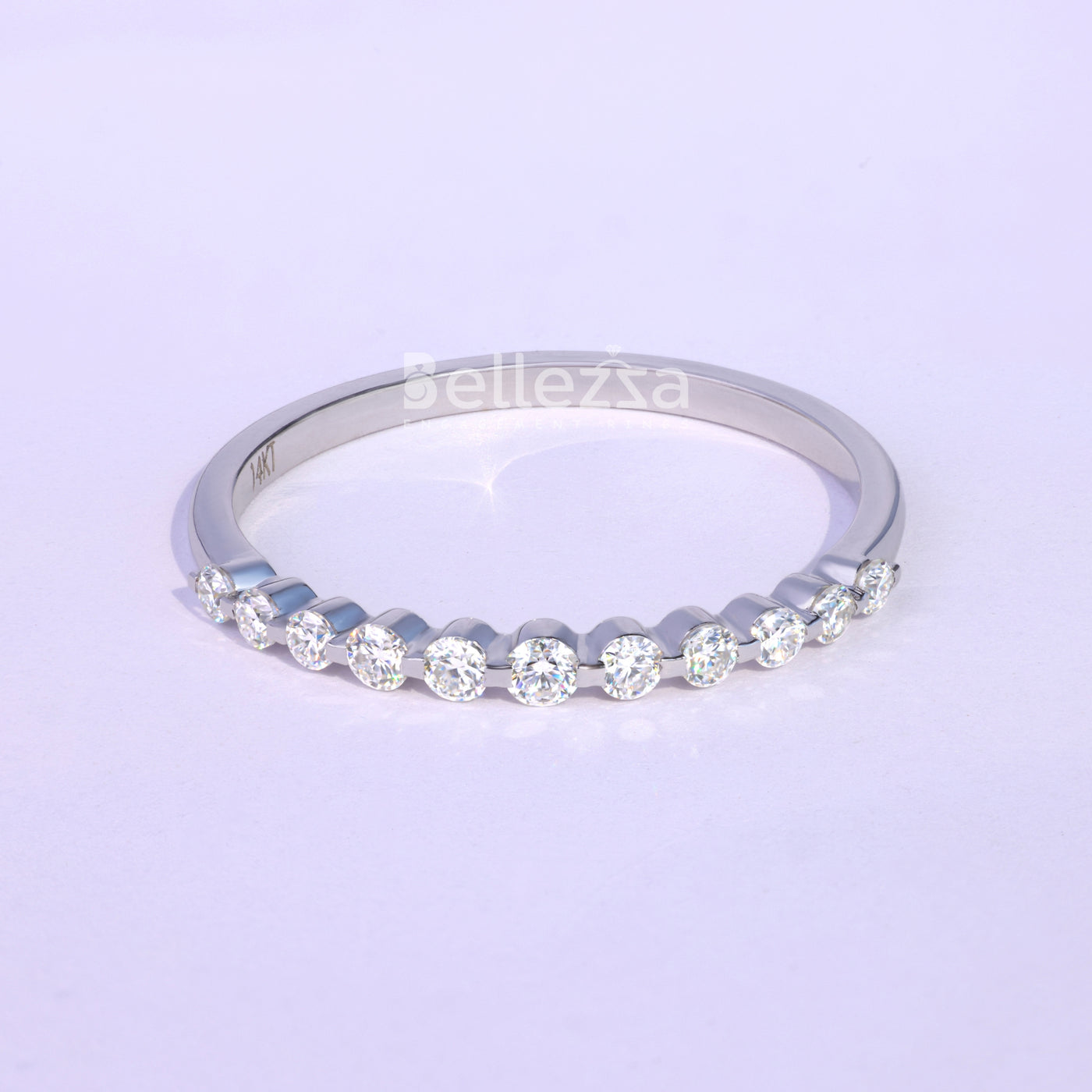 Round Cut Half Eternity Moissanite Wedding Band - Ready To Ship