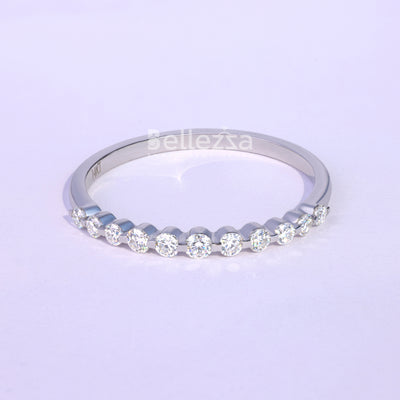 Round Cut Half Eternity Moissanite Wedding Band - Ready To Ship