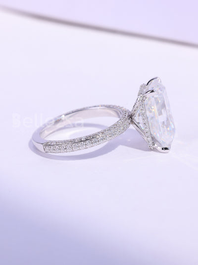 3.0CT Radiant Cut Three Side Pave Setting Moissanite Engagement Ring