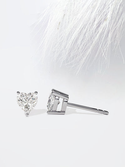 Heart Cut Solitaire Moissanite Stud Diamond Earrings For Women