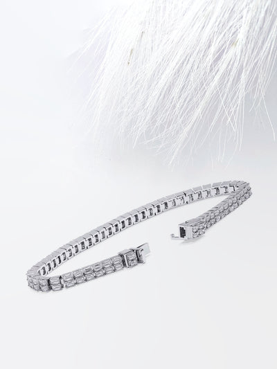 6.72ct Emerald Cut Two Row Tennis Moissanite Diamond Bracelet For Women