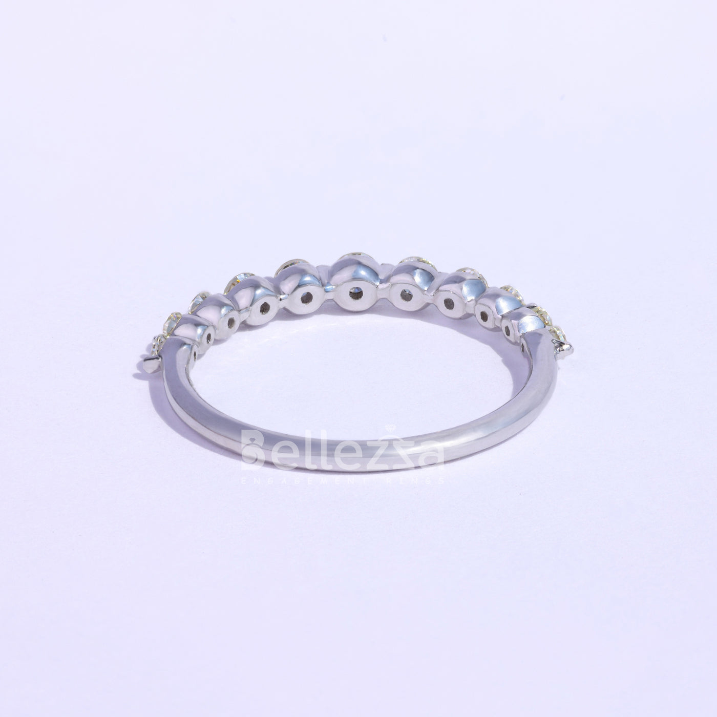 Round Diamond Bubble Pave Moissanite Wedding Band - Ready To Ship