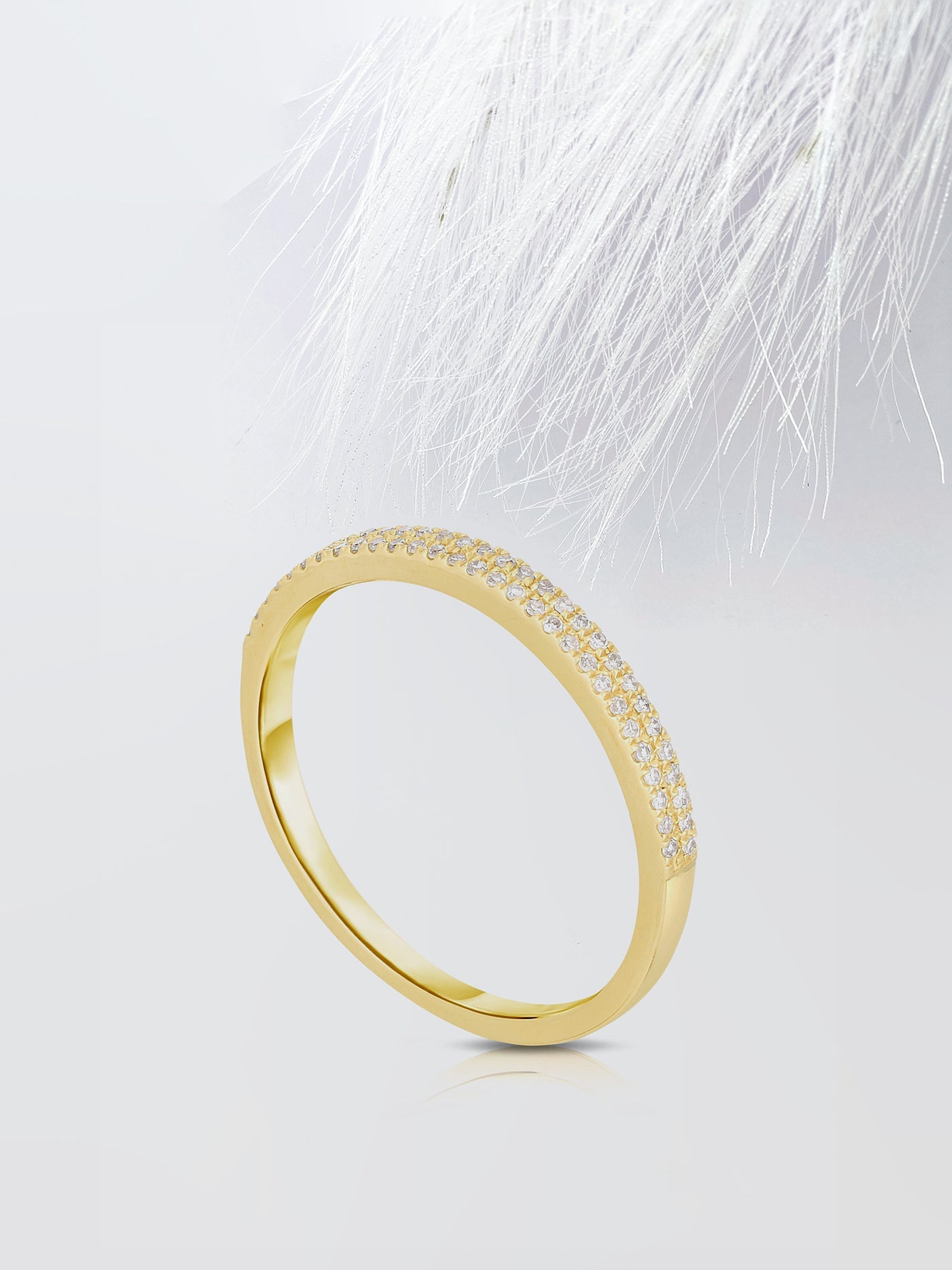 Round Cut Double Row Pave Stackable Diamond Wedding Band