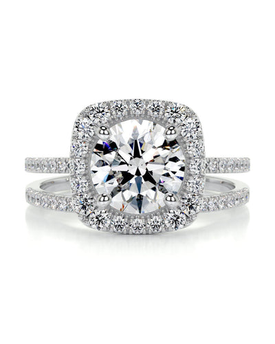 2.0 CT Round Shaped  F-VS CVD Diamond Bridal Set With Halo & Pave Setting