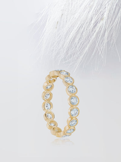 Round Cut Bezel Diamond Wedding Band For Women