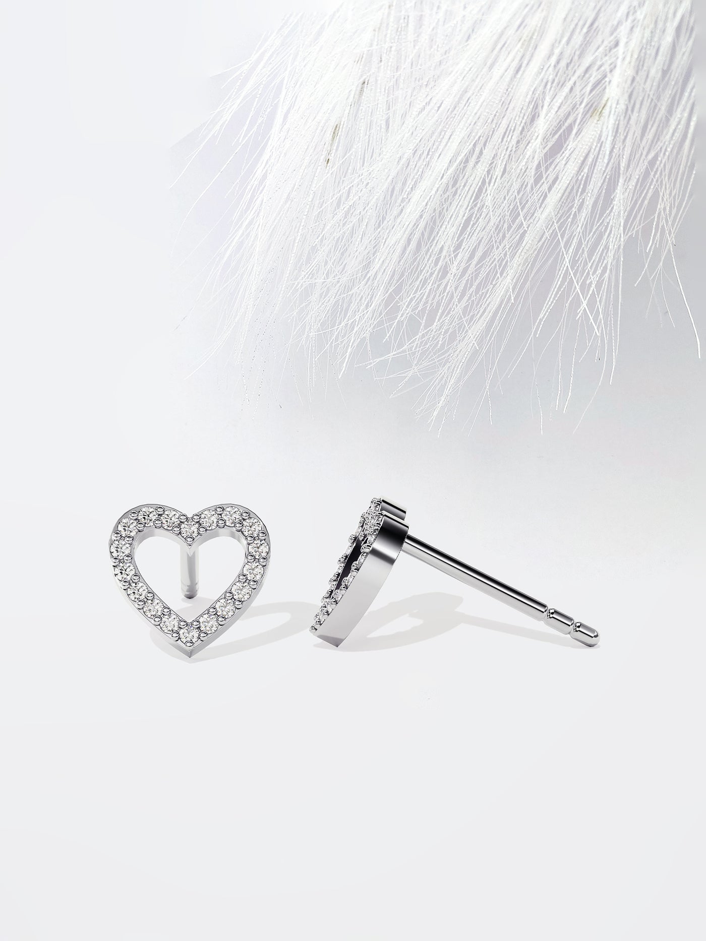 Round Cut Heart-Shaped Moissanite Stud Diamond Earrings For Women