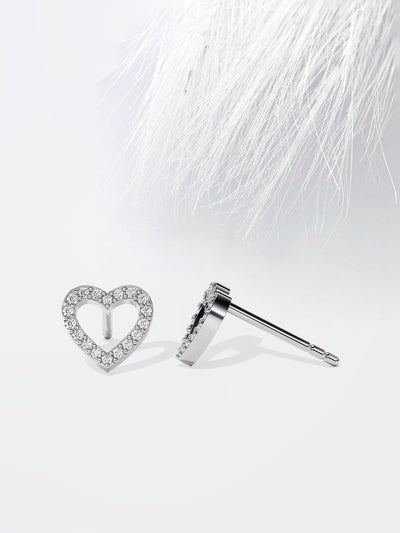 Round Cut Heart-Shaped Moissanite Stud Diamond Earrings For Women