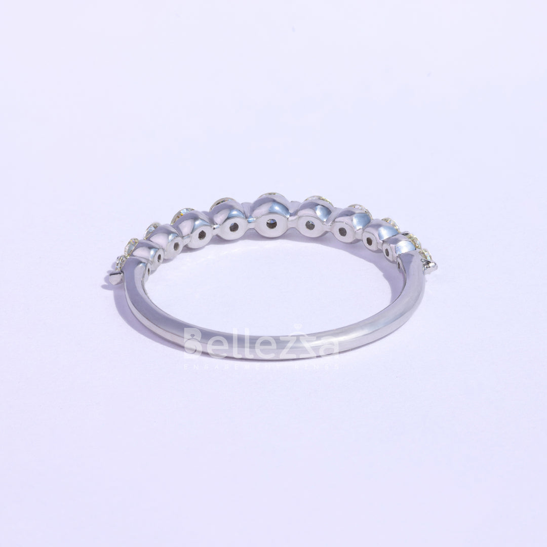 Round Cut Half Eternity Moissanite Wedding Band - Ready To Ship