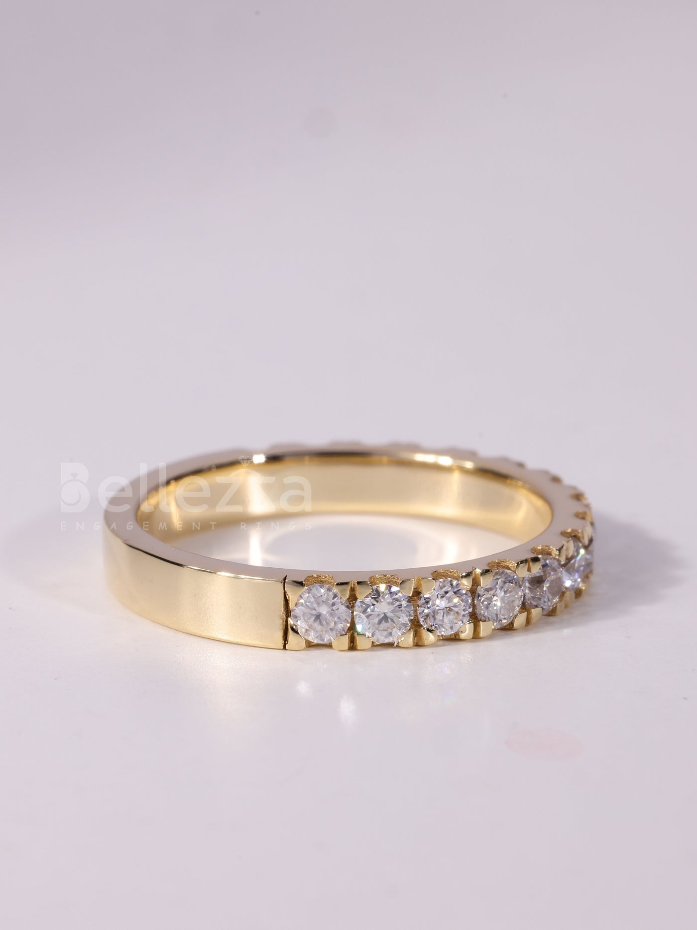 0.60TCW Round Cut Diamond Half Eternity Wedding Band